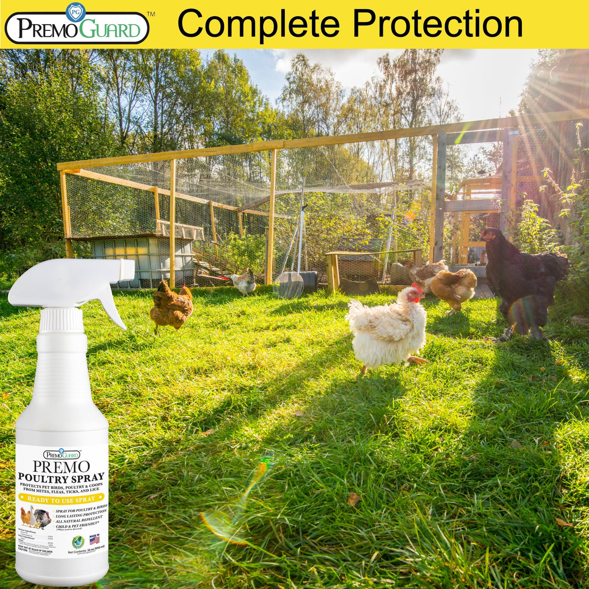 Poultry Spray 128 oz | Plant Based, Natural, Non-Toxic | Premo Guard