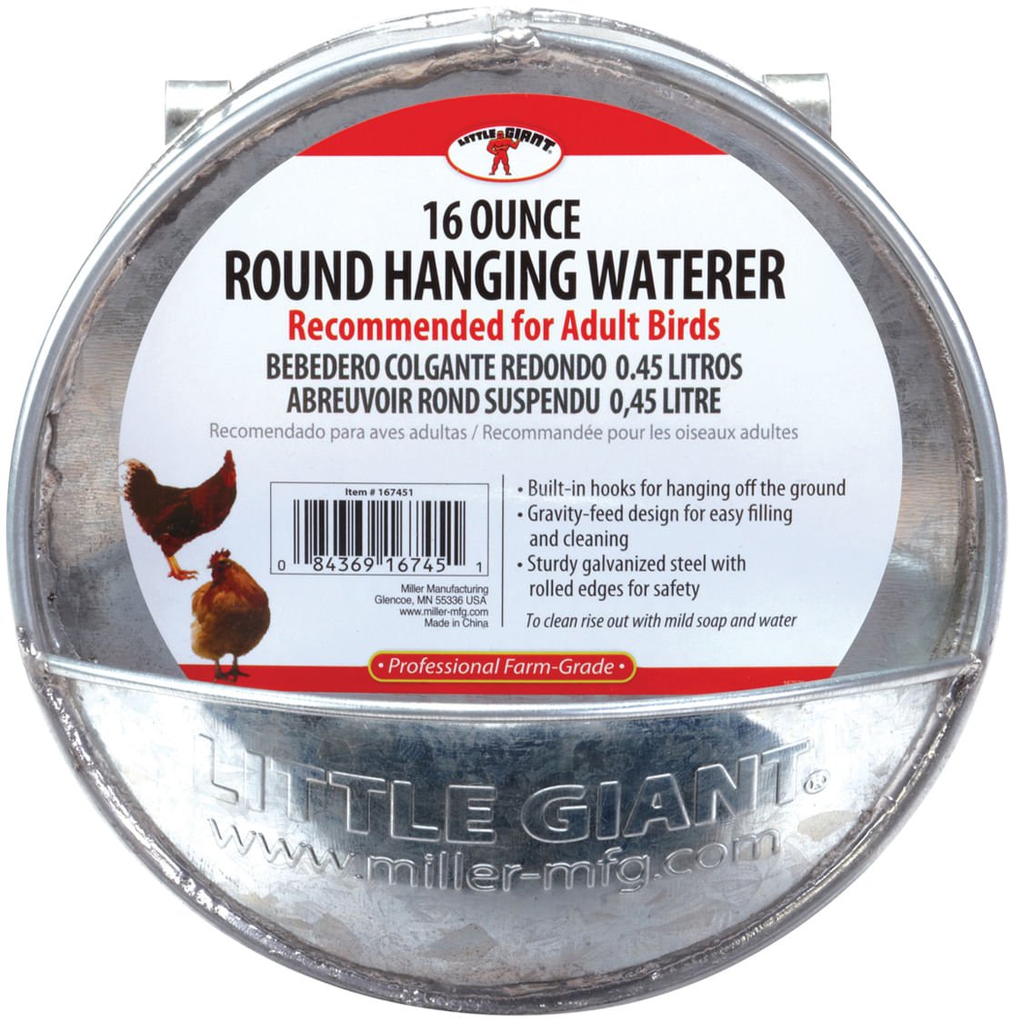 Round Hanging Chicken Waterer - Clean, Reliable Poultry Hydration